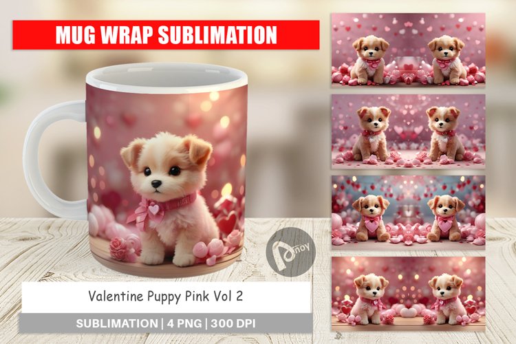 Mug sublimation design Valentine Puppy