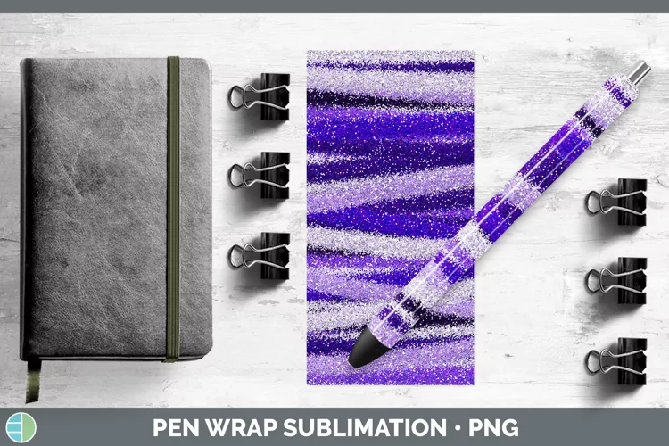Valentine Purple Glitter Pen Wrap Sublimation Pen Designs