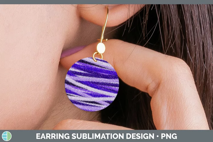 Valentine Purple Glitter Round Earrings Sublimation Earrings