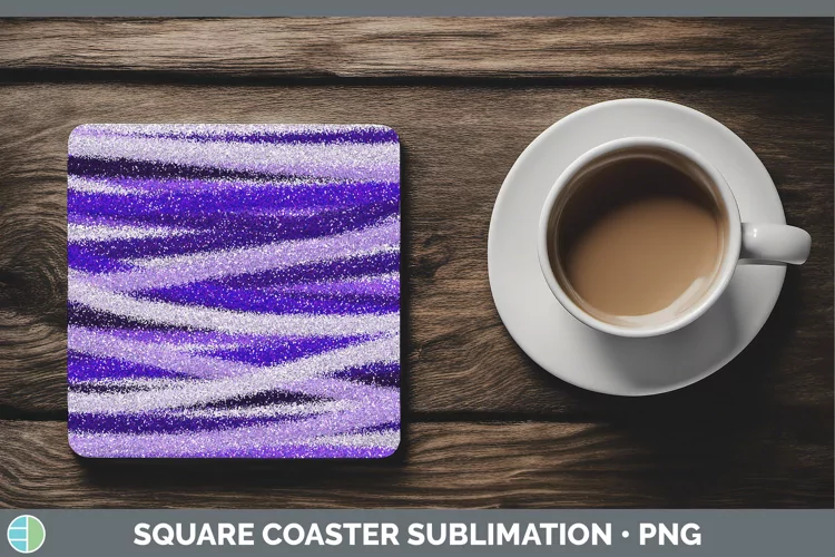 Valentine Purple Glitter Square Coaster Sublimation Coaster