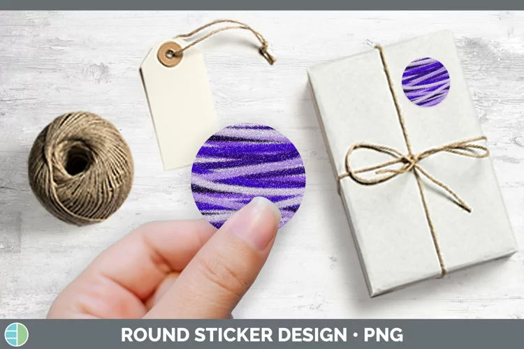 Valentine Purple Glitter Stickers | Round Labels Designs