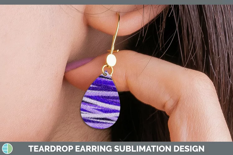 Valentine Purple Glitter Teardrop Earrings Sublimation Earri