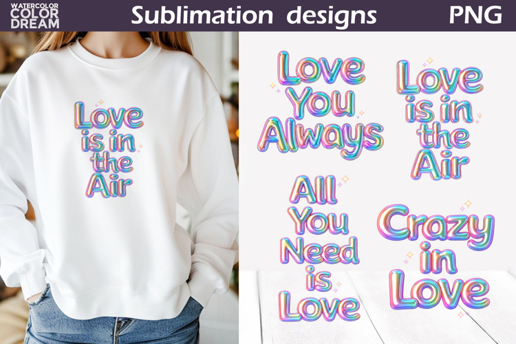 Iridescent Valentine Clipart | Valentines Quotes Sublimation