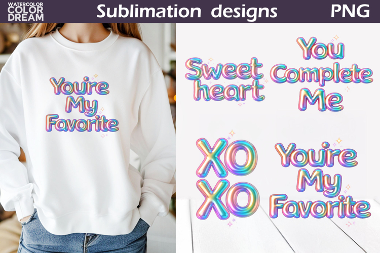 Iridescent Valentine Clipart | Valentines Quotes Sublimation