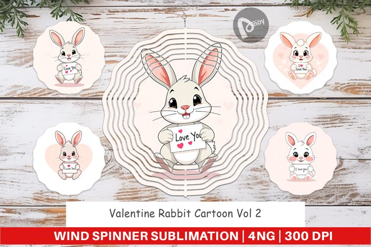 Wind Spinner Valentine Rabbit Cartoon