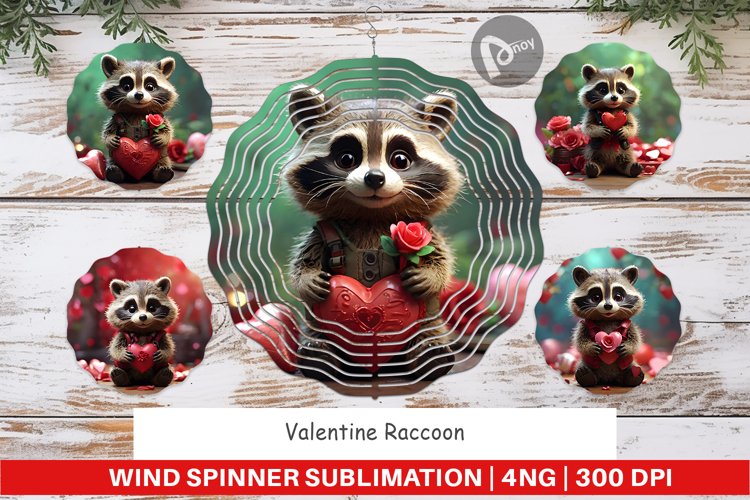 Wind Spinner Valentine Raccoon