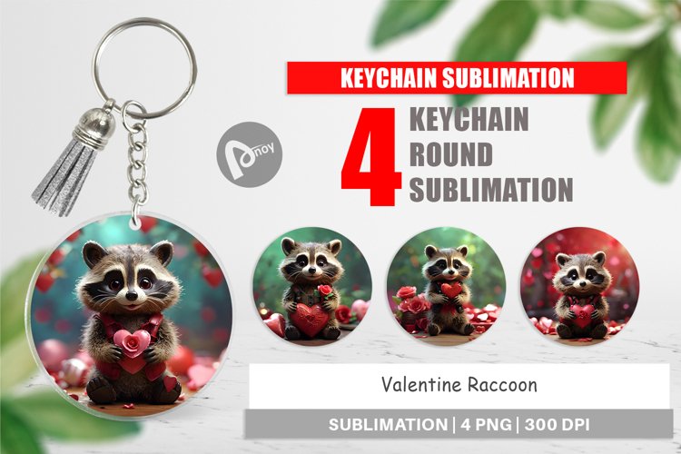 Keychain Valentine Raccoon example image 1