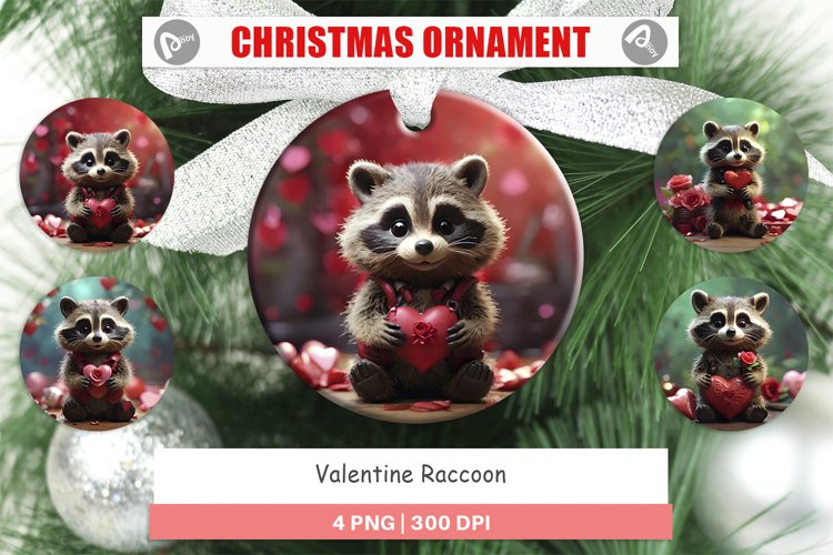 Christmas Ornaments Valentine Raccoon