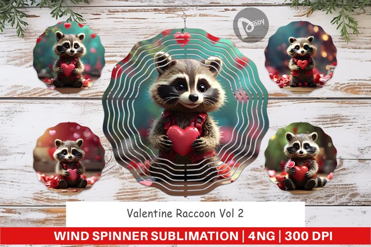 Wind Spinner Valentine Raccoon