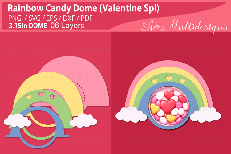 Valentines rainbow candy dome