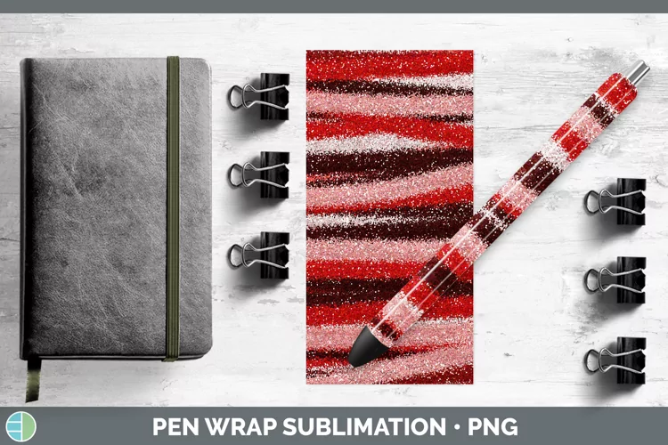Valentine Red Glitter Pen Wrap Sublimation Pen Designs
