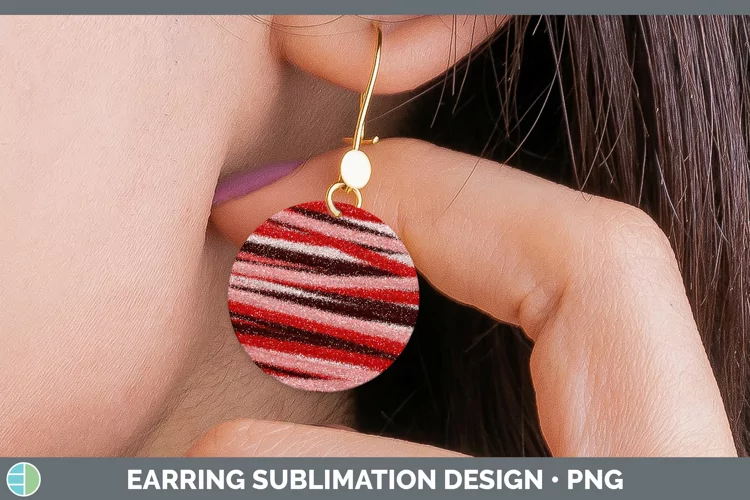 Valentine Red Glitter Round Earrings Sublimation Earrings De