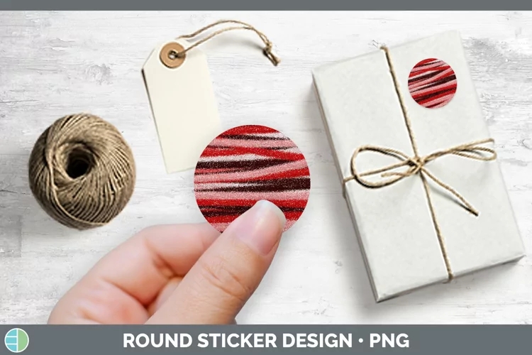 Valentine Red Glitter Stickers | Round Labels Designs