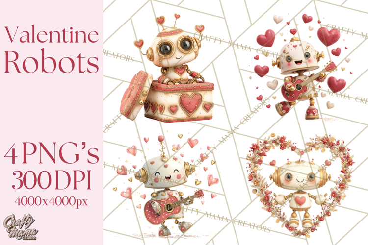 Valentine Robot Png Clipart, Cute Valentine Characters