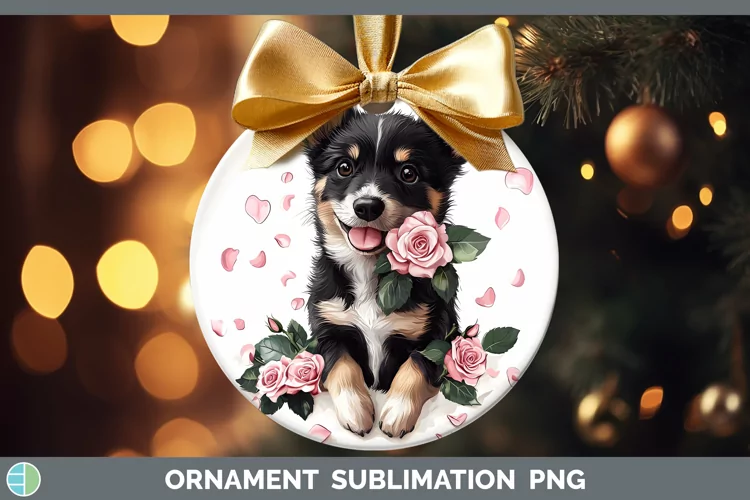 Valentine Rose Dogs Australian Kelpie Ornament Sublimation B
