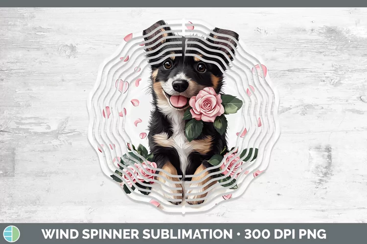 Valentine Rose Dogs Australian Kelpie Wind Spinner Sublimati