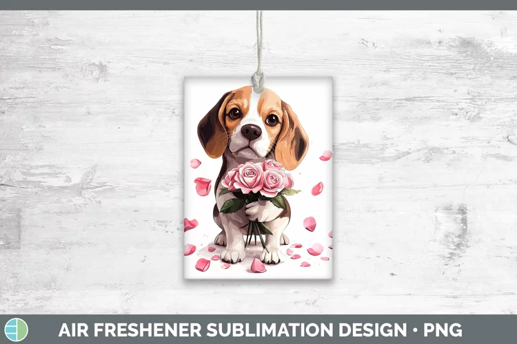 Valentine Rose Dogs Beagle Air Freshener Sublimation Car Fre