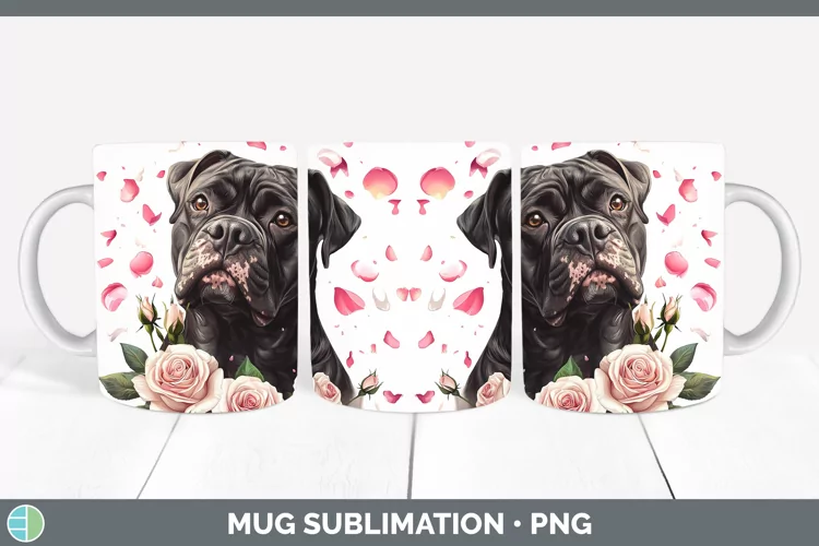 Valentine Rose Dogs Cane Corso Mug Wrap Sublimation Coffee C