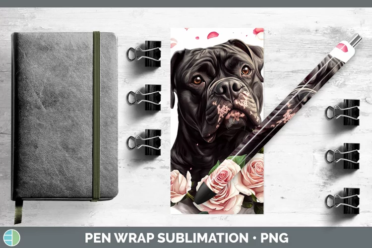 Valentine Rose Dogs Cane Corso Pen Wrap Sublimation Pen Desi