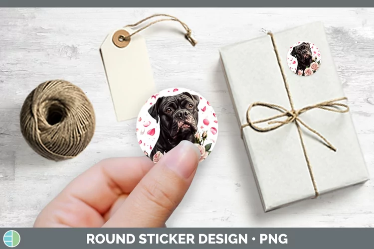 Valentine Rose Dogs Cane Corso Stickers | Round Labels Desig