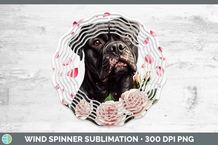 Valentine Rose Dogs Cane Corso Wind Spinner Sublimation Spin