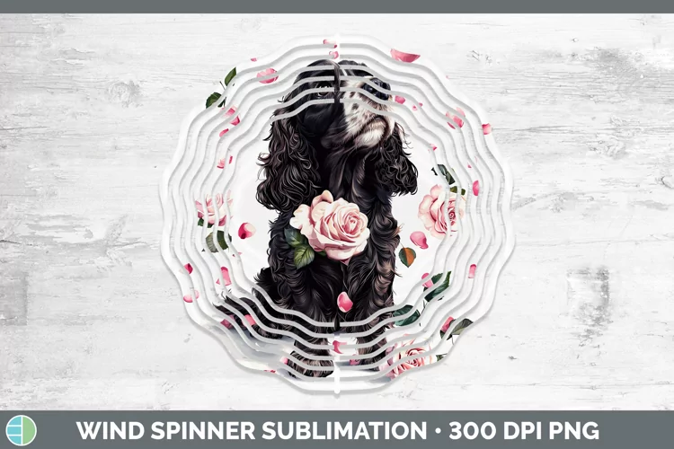 Valentine Rose Dogs Cocker Spaniel Wind Spinner Sublimation