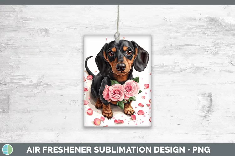 Valentine Rose Dogs Dachshund Air Freshener Sublimation Car