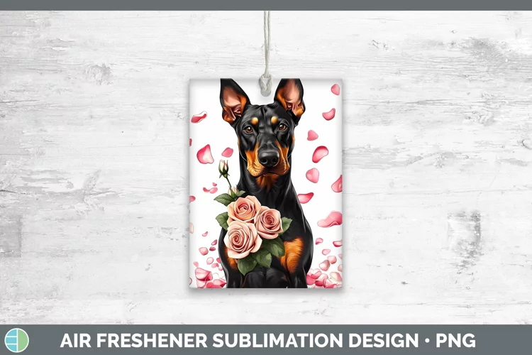 Valentine Rose Dogs Doberman Pinscher Air Freshener Sublimat