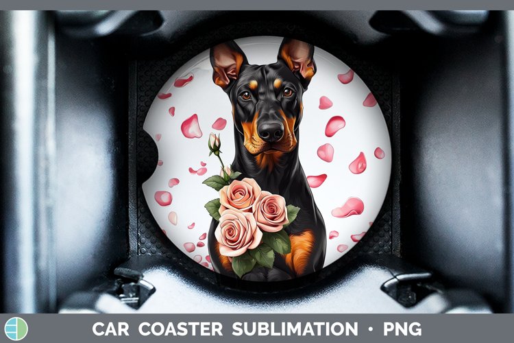 GorgeousValentine Rose Dogs Car Coaster design.