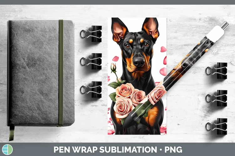 Valentine Rose Dogs Doberman Pinscher Pen Wrap Sublimation P