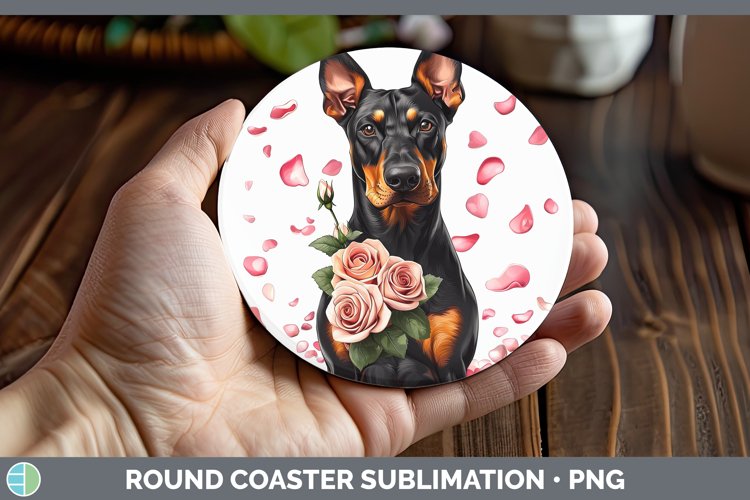 GorgeousValentine Rose Dogs Round Coaster design.