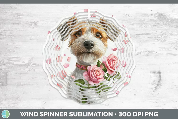 Valentine Rose Dogs Fox Terrier Dog Wind Spinner Sublimation