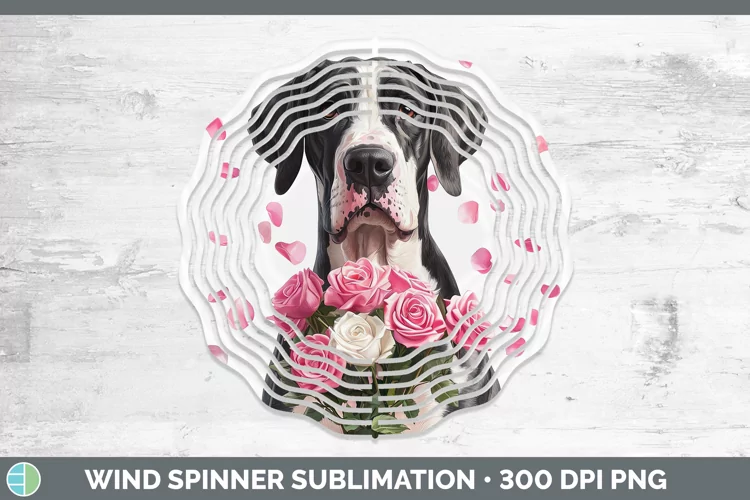 Valentine Rose Dogs Great Dane Wind Spinner Sublimation Spin