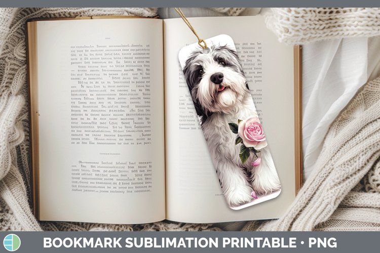 Valentine Rose Dogs Old English Sheepdog Bookmark Sublimatio
