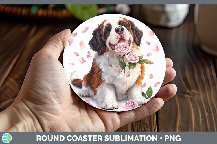 GorgeousValentine Rose Dogs Round Coaster design.