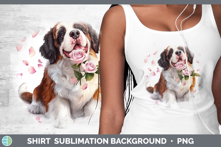 Valentine Rose Dogs Saint Bernard Shirt Sublimation Sublimat