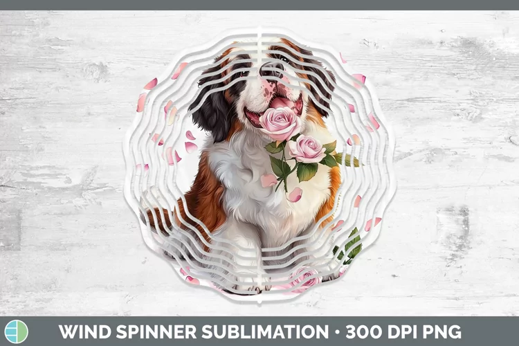 Valentine Rose Dogs Saint Bernard Wind Spinner Sublimation S