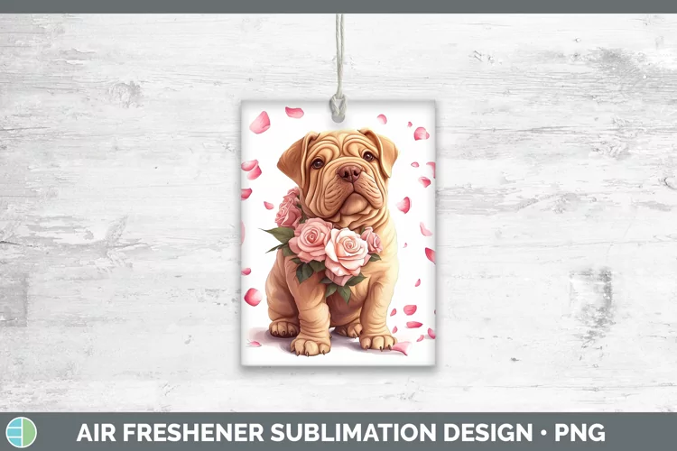Valentine Rose Dogs Shar Pei Air Freshener Sublimation Car F