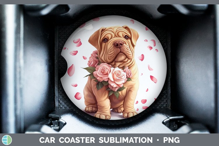 GorgeousValentine Rose Dogs Car Coaster design.