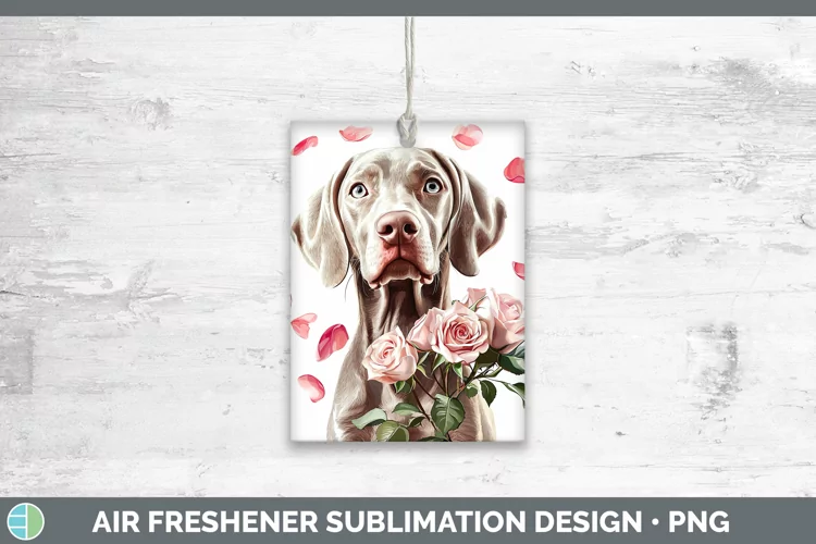 Valentine Rose Dogs Weimaraner Air Freshener Sublimation Car