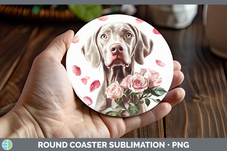 GorgeousValentine Rose Dogs Round Coaster design.