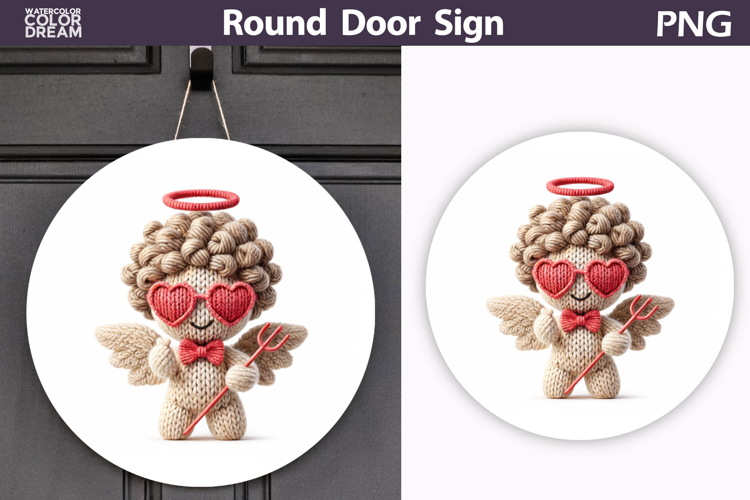 Valentine Cupid Round Sign | Cute Cupid Sublimation