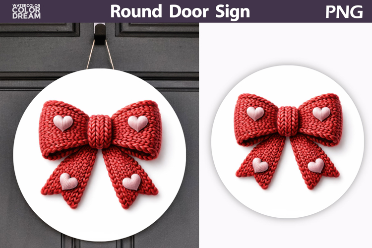 Valentine Round Sign | Valentine Bow Sublimation