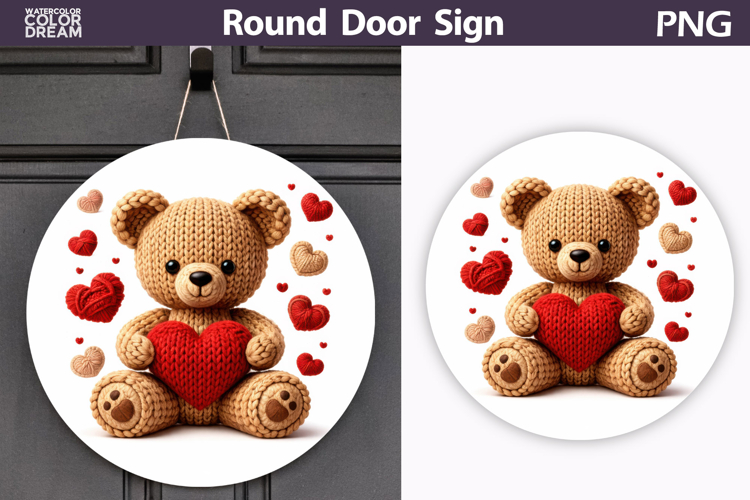 Valentine Bear Round Sign | Cute Baby Bear Sublimation