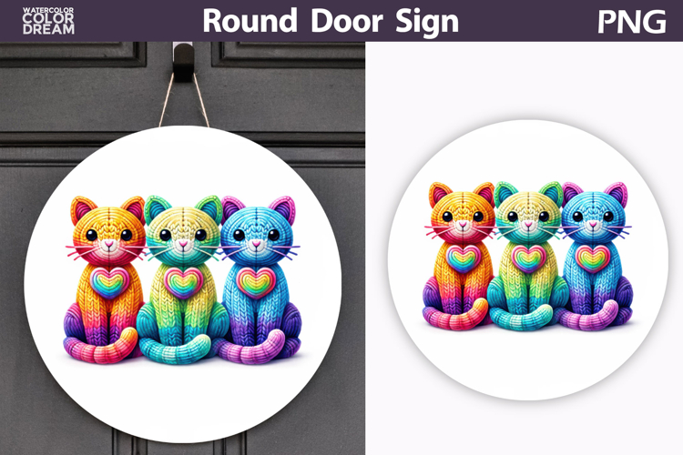 Valentine Cat Round Sign | Cute Cat Sublimation