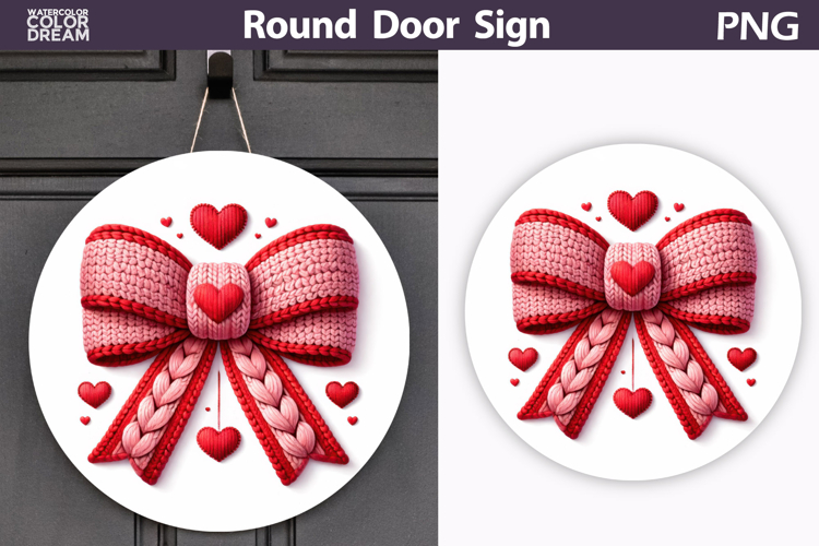 Valentine Round Sign | Valentine Bow Sublimation