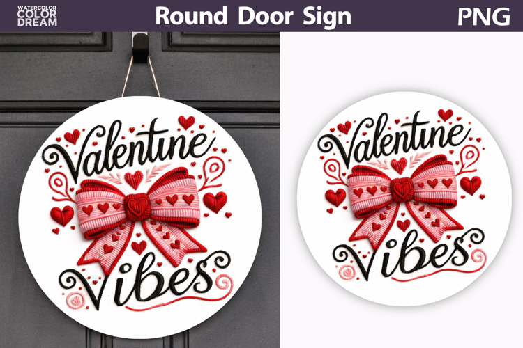 Valentine Round Sign | Valentine Bow Sublimation