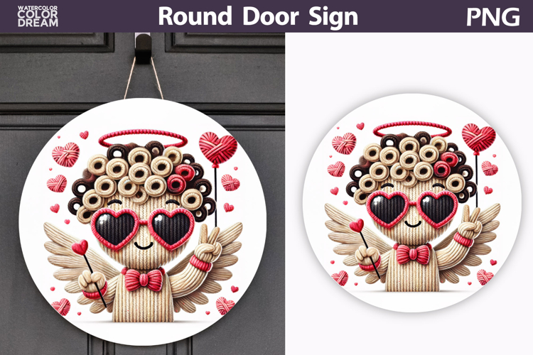 Valentine Cupid Round Sign | Cute Cupid Sublimation