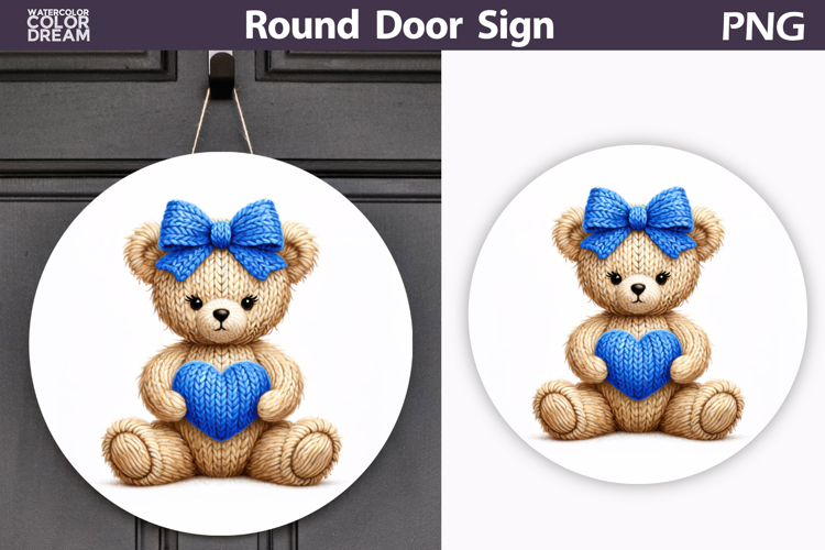Valentine Bear Round Sign | Cute Baby Bear Sublimation
