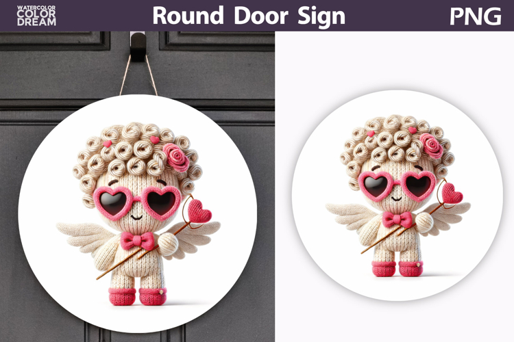 Valentine Cupid Round Sign | Cute Cupid Sublimation